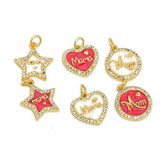 CZ8396 Gold Plated CZ diamond pave enamel heart mom charms Pendant CZ8396 Gold Plated CZ diamond pave enamel heart mom charms Pendant