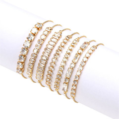 BC1357  Dainty Bling Jewelry Minimalist Crystal CZ Diamond Zircon link Tennis bracelet with slide adjustable chains for women