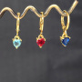 EC1761 Delicate Mini 18k Gold Plated CZ Diamond Cubic Zirconia Heart Dangling Drop Charm Huggies Hoop Earrings