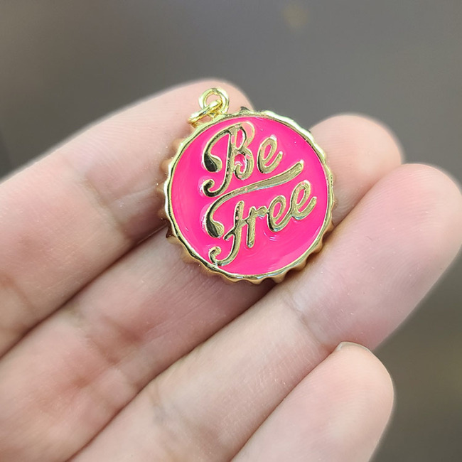 JS1592 18k Gold Plated brass metal enamel be free caps charms Pendant
