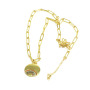 NZ1286 Popular Chic Gold CZ Diamond Heart Moon Sun Pendant Toggle Paperclip Link Chain Necklace
