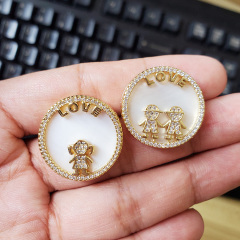 CZ8334 hot sale 18K gold plated brass CZ Micro Pave cute boys girls round love charms pendants CZ8334 hot sale 18K gold plated brass CZ Micro Pave cute boys girls round love charms pendants