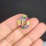 CZ7708 18K Gold Plated Personalized Rainbow CZ Paved Alphabet Letter Initial Charm Pendant with Baguette CZ Stones