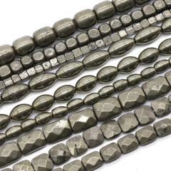 wholesale loose gemstone strand pyrite square drum cube natural stone beads