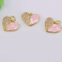 CZ8485 Dainty Pink Shell CZ Pave Crescent Star Heart Virgin Mary Lock Charm Pendants