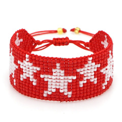 BG1055 Woven Boho Miyuki Seed Loom Beaded Star Pentagram Pattern Cuff Bracelet