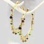 EC1433 Chic Dainty Clear Rainbow CZ Micro Pave Teardrop Oval Round Rectangle Dangle Charm Hoop Earrings