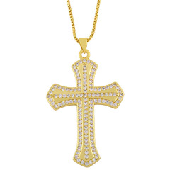 NZ1206 18k glod plated brass CZ mirco pave charms cross  christian Pendant Necklaces religion for men lady