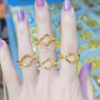RM1195 Fashion 18k Gold Plated CZ Micro Pave Heart Cross Crown Stack Rings for Ladies
