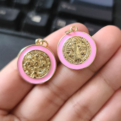 JS1588 18k Gold Plated brass metal rainbow enamel Jesus the mother virgin of Mary charms Pendant