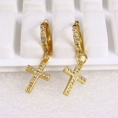 EC1613 Chic Dainty CZ pave infinity earring,mini Gold plated CZ Micro Pave zircon huggies earring for women