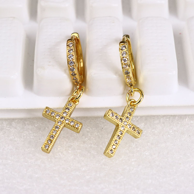 EC1613 Chic Dainty CZ pave infinity earring,mini Gold plated CZ Micro Pave zircon huggies earring for women