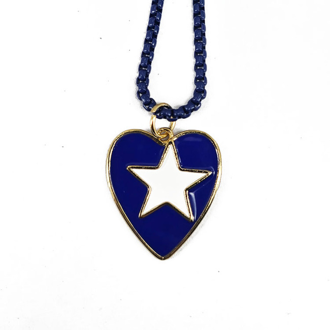 NM1185 Fashion 18k gold plated brass multi colored enamel star heart charms Pendant Necklaces