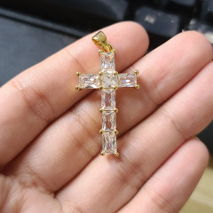 CZ8389 new model CZ diamond mirco pave cross charms Pendant Christian religion jewelry findings