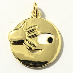 JS1536 Popular 18k Gold Plated Smiley Smile Face Emoticon Emoji Charm Pendants for Bracelet Necklace Earring Making Supplies