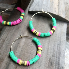 2019 Latest Vinyl Beads Earrings Designs For Girl Women,Fashion Perles Heishi Hoop Earrings Jewelry