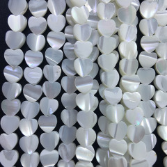 SP4238 White MOP shell heart beads,Mother of Pearl Heart Shaped Beads