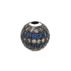 CZ7995 black and Clear cz inlay copper cz micro pave beads,CZ Micro Pave Ball Bead, Gunmetal Cubic Zirconia Ball Bead