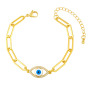 BC1387 New Design Gold CZ Paved Enamel Turkish Evil Eyes Wish Protection Bracelet with Paperclip Chain