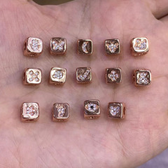 CZ7960 Fashion Big Hole Diamond CZ Micro pave Bee Moon Swan Planet Cube BOX Jewelry Beads with Heart Hand Cross Star Eye Pattern