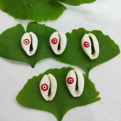 JF8714 Enameled Evil Evileye Eye Natural Cowry Shell Charms Beads, Sliced Shells,Natural Seashell Cowries with Eye