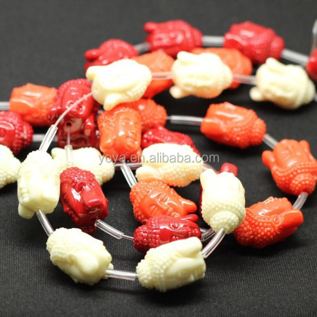 GP0830 Fashion coral colour acrylic plastic resin buddha head beads