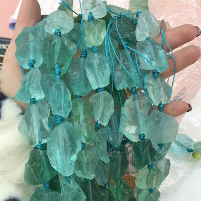 CR5575 Hot sale rough sea glass crystal  irregular nuggets ,aqua blue crystal quartz nugget beads