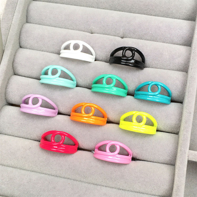 RA1024 Neon Enamel Rainbow Colored Brass Metal paper clip Stackable Rings for Ladies