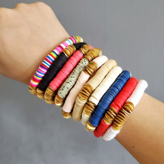 BP1021  Hot Sale Summer Jewelry Rainbow Colorful Polymer Clay Heishi Beads Beach Bracelet For Gifts