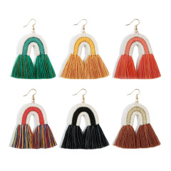 ET1065 Fashion tassel short earring multilayer handmade cotton thread hairball bohemian jewelry earring for women