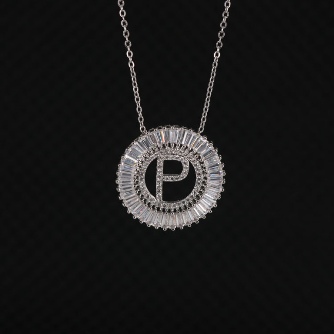 NZ1003S Silver Cubic Zirconia Diamond CZ 26 Alphabet Letter Charm Pendant Necklaces A-Z Zircon Initial jewelry for Women
