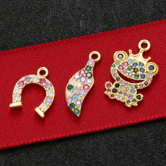 CZ7885 Chic Mini Rainbow Diamond Jewelry Charm Small CZ Micro Pave Chilli Frog Horseshoes Bracelet Charms CZ7885 Chic Mini Rainbow Diamond Jewelry Charm Small CZ Micro Pave Chilli Frog Horseshoes Bracelet Charms