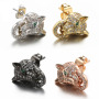 EC1144 Trendy Cute Gold CZ Lleopard Head Stud Earrings,Dainty CZ Diamond Panther Head Charm Studs