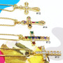 NZ1177 Chic Diamond the Christian Religious Jewelry Cubic Zirconia CZ Micro Pave Cross Pendant Chain Necklace