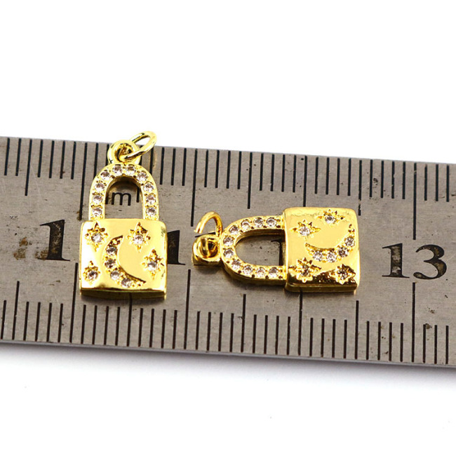 CZ8199 Dainty Gold Plated Brass Padlock Lock Charm Pendant ,Love Jewelry Making Supply