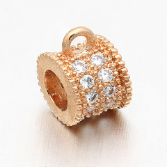 CZ7999  2 Rows Diamond Spacer Beads with Bail ,CZ Micro pave Spacer Beads with Loop Ring for Hanging Charm