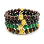 BN1003 Newest Plated Matte Gold Mantra Focal Bead Bracelet , Natural Elastic Onyx Beads Bracelets