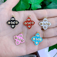 CZ8421 18k Gold Plated brass metal CZ diamond pave flower lip heart butterfly enamel rainbow charms Pendant CZ8421 18k Gold Plated brass metal CZ diamond pave flower lip heart butterfly enamel rainbow charms Pendant