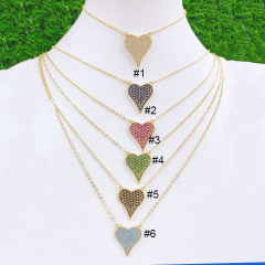 NZ1329 Fashion New 18k Gold Plated Rainbow Love Heart Pendant Chain Necklaces for Women 2022