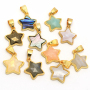 JF7301  New Dainty Faceted Natural Semiprecious Stone Round Pendants,Gold Bezel Faceted Gem Coin Pendant