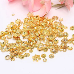 JS0916 High quality jewelry spacer beads 18k gold plated metal floral flower bead end caps