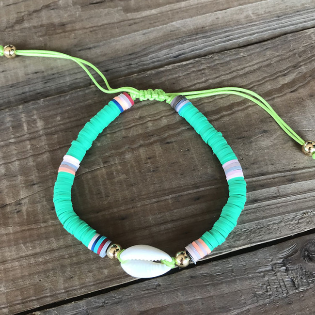 BP1006 Trial Beach Jewelry Bohemian African Vinyl Discs Polymer Clay Disc Heishi Beads Cowrie Shell Macrame Bracelets