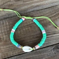 BP1006 Trial Beach Jewelry Bohemian African Vinyl Discs Polymer Clay Disc Heishi Beads Cowrie Shell Macrame Bracelets