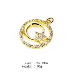 CZ8269 Gold Plated CZ Micro Pave Emoticon Emojis Smiley Smile Face Charm Pendants for Bracelet Earring Necklace Jewelry making