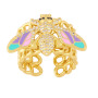 RM1323 Fashion 18k Gold Plated Diamond Cubic Zirconia CZ Micro Pave Rainbow Enamel Insect Bee Rings  for Ladies