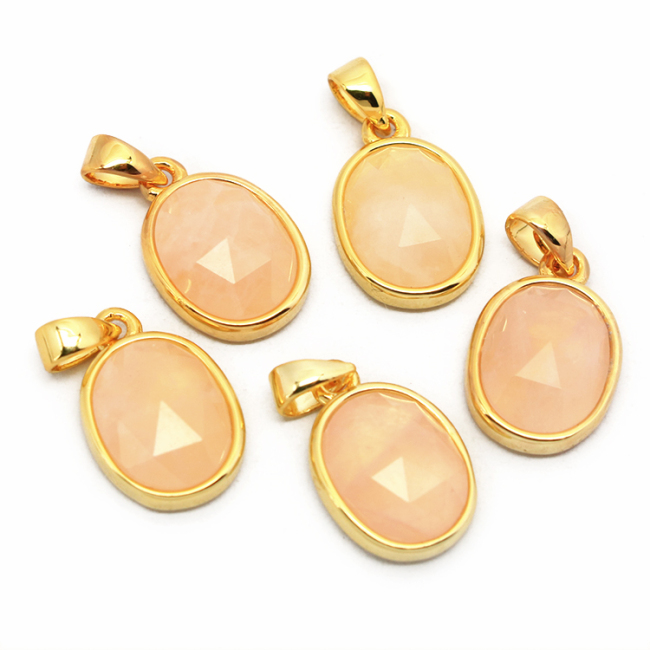 JF7281 New Dainty Faceted Natural Semiprecious Stone Round Pendants,Gold Bezel Faceted Gem Coin Pendant