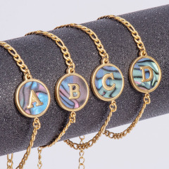 BS4031 Non Tarnish IP gold plated stainless steel initial letter bracelet