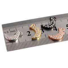 CZ7519 CZ Tiny Crescent Moon Charm,Mini Cubic Zirconia Crescent Moon Charms, Dainty CZ Moon Charms