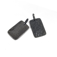 CZ6494 Wholesale black cz micro cz pave rectangle tag charm pendant for necklace,cz micro pave dog tag pendant