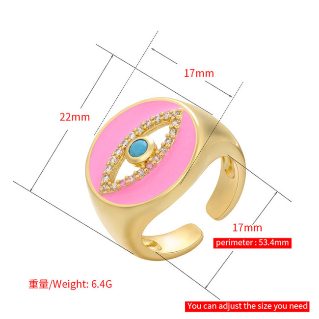 RM1240 Brass Metal CZ diamond micro pave evil eyes enamel adjustable cuff Rings